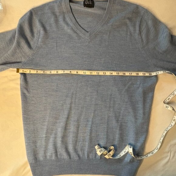 Jos A Bank 100% Merino Wool Blue Heather Signature Heathered Mens Knit Sweater - Picture 2 of 6